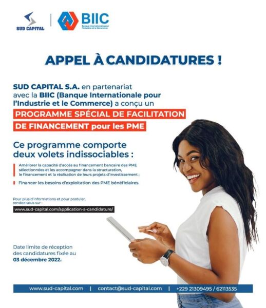 Bénin: appel à candidatures pour faciliter le financement aux Pme et Pmi